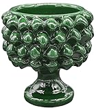 Sicilia Bedda - Mezza Pigna Siciliana in Ceramica di CALTAGIRONE - Realizzata Interamente a Mano - Vaso Porta Fiori - Ogni Realizzazione è Unica per Voi (Diametro 10, Verde)