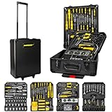 HandymanBox Set Attrezzi 499 pezzi in Acciaio Cromo Vanadio - Trolley Valigia Professionale con 4 Vassoi, Ruote e Manico Telescopico - Ideale per Domestici, Professionisti e Meccanici