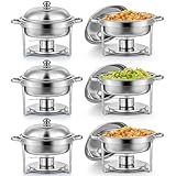 Wilprep 5L Chafing Dish Buffet Rotondo Scaldavivande Rotondo in Acciaio Inox Contenitore Vassoio di Riscaldamento con Coperchi Pentole per Servire per Catering Ristoranti Feste Matrimoni (6 Pezzi)