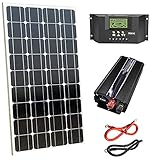 Kit Fotovoltaico 1Kw Giornaliero Pwm Pannello Solare 100W Inverter 2000w Isola Regolatore 30A per Barca Camper Baita