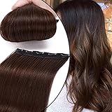 Extension Clip Capelli Veri Fascia Unica One Piece Hair Extensions Remy Human Hair Naturali Umani Lisci (12" 30cm 40g 4 Marrone Cioccolato)