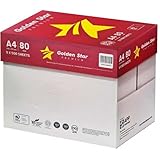 Golden Star Carta Premium A4 80gr - Confezione da 5 risme da 500 Fogli l una - tot. 2500 fogli - ideale per tutte le Stampanti e Fotocopiatrici da ufficio e casa - bianca