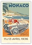 1936 Gran Premio di Monaco – Poster vintage di Géo Ham (Georges Hamel) – Master Art Print 25,4 x 35,6 cm