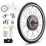 Viribus Kit di Conversione Bici Elettrica 36V 500W Set Mozzo Motore E-Bike 26", Bicicletta Elettrica a 5 Velocità con Pannello LCD e Pneumatico di Pedalata Assistita