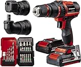 Einhell Trapano avvitatore a batteria TE-CD 18/45 3X-Li +22 2x2,0 Ah PXC (mandrino amovibile, attacco angolare, eccentrico, 22 accessori te, 2 batterie da 2,0 Ah, caricabatteria + E-Box)