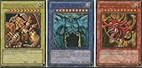 Konami Yu-Gi-O Egyptian Gods Cards Set completo - Ultra Rare - Limited Edition - Slifer of the Heaven -DEG01 Obelisk of the Together -DEG02 The Winged Dragon of Ra YGLD-DEG03 Deutsche V.