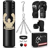 NZQXJXZ Sacco da Boxe da 120cm per Adulti, Attrezzatura per l Allenamento di Boxe con Sacco da Boxe Non Riempito, Reflex Ball, Guanti da MMA, Fasce Boxe, Set da Boxe per Karate, Kickboxing e Muay Thai