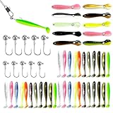 53 Pezzi di Accessori per la Pesca 2 Misure di Testine Piombate Spinning 43 Pz Esche Artificiali Spinning Mare Shad Spinning Accessori da Pesca per pesci di acqua dolce e salata