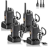 Walkie Talkies 88E, PMR446 Radio bidirezionale senza licenza, PMR 446MHz Frequenza Civile Ricetrasmittente 16 canali, Portatile Walkie-Talkie Professionali con Auricolare (Black-4)