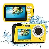 Easypix W3048 Edge Yellow – Fotocamera subacquea, 48 MP doppio schermo, giallo