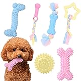 Youery set di giocattoli per cani masticatori, set di giocattoli per dentizione per cani 6 pezzi, colore macaron, giocattoli da masticare regalo per cuccioli di taglia piccola e cani di media