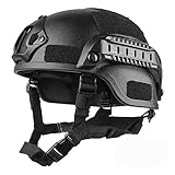 Casco Tattico Militare Elmetti Tattici Imbottiti Regolabili Regolabili con Montaggio Nvg E Ferrovia Laterale per Airsoft Paintball Hunting Shooting (Nero 56-60 Cm)