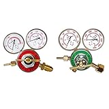 KLLsmDesign 2 pezzi Dual Welding Gas Gauges Ossigeno (CGA-540) e Acetilene (CGA-510) Regolatori Combo (due pezzi tuta)