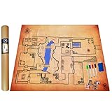 Power Beast Dungeon Grid Game Mat + 4 Pennarelli e Gomme + 4 Scrigni del Tesoro, Tavolo da Gioco Riutilizzabile, D&D, Dungeons and Dragons, DND, Pathfinder.