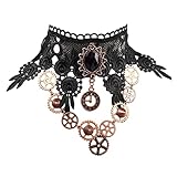 Daimay Girocollo in pizzo Punk Party Gothic Vintage Handmade Lolita Retro Gear Flower Girocollo Sposa per Donna - Nero Y484