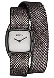 BREIL - Orologio da Donna Collezione NEW SNAKE WATCH TW1853 - Orologio da Polso in Maglia in Acciaio Lucido con Cinturino in Pelle - Doppio Cinturino - Acciaio Nero