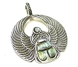 Ciondolo in argento Sterling con motivo Scarabeo, con conchiglia di abalone, simbolo di protezione, Argento sterling