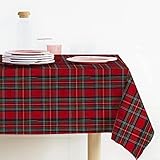 il dolce stile della tua casa Tovaglia di Natale Rossa Rettangolare Tessuto Tinto Filo Lurex fantasia scozzese rosso Tartan, Prodotta In Italia, piu  misure (140x240 cm)