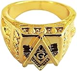 Lovelegis Anello Massone - Maestro - Uomo - Compasso - Squadra - Loggia Massonica - Massoneria - Colore Oro - Idea regalo - Natale - Compleanno (IT 22)