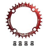 UPANBIKE - Corona stretta e larga 104 BCD rotonda per catena singola, 32 denti, 34 denti, 36 denti, 38 denti, Rosso, 38 denti