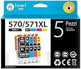 Smart Ink Cartucce Compatibili per Canon PGI 570 XL 570XL CLI 571 571XL (PGBK & BK/C/M/Y 5 Pack Combo) per la ricarica delle Pixma MG5750 MG6850 TS5050 TS6050 MG6851