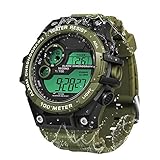 TEKMAGIC Orologio Militari Uomo Impermeabile 10 Atmosfere per Subacqueo e Nuoto con Sveglia, Cronometro, Cronografo, Timer, Doppio, Orario Calendario, Formato 12 o 24 Ore, Retroilluminazione