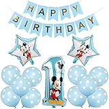 Mickey Palloncini,Forniture per Feste di Compleanno di Topolino Blu,Decorazione del 1°Compleanno Happy Birthday Banner Per Feste Baby Primo Compleanno