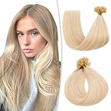 TESS Extension Capelli Veri Cheratina 1 Grammo Extension Capelli Cheratina 50 Ciocche Capelli Veri Cheratina Extension Keratina 40cm 50 pcs*1g #18/613 Biondo Dorato/Biondo Chiaro