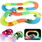 Pista Macchinine per Bambini - Giochi Bambini 3 4 5 6 Anni Luminosa Elettriche Auto Giocattolo Flessibile Pista Macchine Carrera 240 Pezzi 2 Glow Cars Macchinine Giocattolo per Bambini 3 4 5 6 Anni