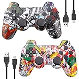 Powerextra Controller PS3 2 Pack Wireless Bluetooth PS3 Controller Wireless ad Alte Prestazioni per PlayStation 3 Console di Gioco per Console di Gioco Double Shock con Cavo di Ricarica