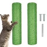 2 pezzi Ricambio Tiragraffi di Ricambio per Albero di Gatto con viti per Gatti e Gatti Grandi lunghezza 30cm 7cm di diametro verde