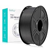 SUNLU PLA Plus filamento per stampante 3D, Filamento PLA+ 1.75mm, Filamento ad alta resistenza compatibile con stampanti 3D FDM, Precisione dimensionale +/- 0.02 mm, Bobina da 1kg (2.2LBS), Nero
