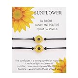 Bracciali Coppia, 2 Pezzi Bracciale Amicizia,braccialetto di girasole, bracciale margherita, Idee Regalo per la Sorella, Migliore Amica, Fidanzata y Fidanzato, San Valentino per Lui e Lei