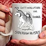 Tazza Cane Siberian Husky in Ceramica - 350ml. per Te o Regalo per Donna, Amica, Mamma, Zia, Cugina, Nonna, Compleanno, Anniversario