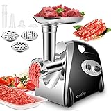 Nestling® Tritacarne Elettrico 3-IN-1 Tritacarne con 3 piastre di macinazione in acciaio inossidabile,attacco per salsiccia e kubbe,Tritacarne per carne 2800W per macinazione rapida