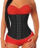 YIANNA Corsetto Donna Dimagrante Modellante Pancera Stringivita Corpetto Latex Waist Trainer Bustino Body Shaper Contenitivo Nero U37G XS