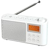 i-box Radio Dab/Dab+ e FM, Radio Portatili Alimentata a Corrente e Batteria Ricaricabile, Radiolina Portatile con Caricatore USB per un autonomia di 15 Ore (Bianco)