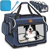 TRESKO® Box pieghevole per cani con tappetino, spatola e riflettori M 61 x 42 x 42 cm | trasportino per cani e gatti | trasportino per cani di piccola taglia e grande | borsa per cani robusta