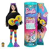 Barbie - Bambola Barbie Cutie Reveal Tucano, Serie Amici della giungla, con costume da tucano, di peluche e 10 sorprese con tecnologia cambia colore, Giocattolo per Bambini 3+ Anni, HKR00