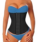 YIANNA Donna Corsetto Stringivita Modellante Dimagrante Waist Trainer Bustino Torso Lungo Corpetto Nero con 17 Ossa d Acciaio, 110688 Size XL