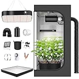 TOPRON Grow Box Kit Completo, 100x100x200cm Growbox, Set Completo di Tende da Coltivazione Idroponica 600D con Lampada LED a Spettro Completo Dimmerabile da 200W