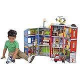 KidKraft Set da Gioco in Legno per Bambini Everyday Heroes con Poliziotto, Cane, Moto, Elicottero e Camion Pompieri, 26 Pezzi Inclusi, Giocattolo per Bambini 3+ Anni, 63239