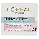 L Oréal Paris Tripla Attiva Crema Viso Idratante Protettiva Giorno per Pelli Normali o Miste, 50 ml