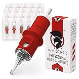 WARRIOR Red Cartucce Aghi per Tatuaggi Professionale Sterilizzate con Eo Gas Tattoo Needle Cartridge Round Liner 20 pezzi in Acciaio Chirurgico Usa e Getta Trucco Permanente (RED-1003RL)