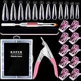 Kalolary 120pcs Nail Dual Forms Stiletto Nail Mold Kit con 10pcs Clip per Unghie Rosa Tagliaunghie Rosa Lima per Unghie e Pennello Poly uv gel a Doppia Estremità