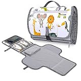 LUDAZON® Fasciatoio Portatile Pieghevole, Nuovo Modello 2024, L unico con cuscino Ergonomico spesso 1 CM, Neonato Accessori Utili, REGALO DI NATALE per Bambini Neonati o Neomamma, Guarda il Video