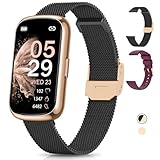 RUXINGX Smartwatch Donna, Orologio Contapassi con 24 Sport, 24H Cardiofrequenzimetro, SpO2, Ciclo Mestruale, Sonno, IP68 Orologio Fitness Activity Tracker Notifiche, Smartband per Android iOS Nero Oro