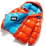 Cappotto di Piumino Leggero Impermeabile con Cappuccio Uomo Plus-Sizea Parka Caldo Giacca Invernale Piumino Lungo da Uomo Trapuntata con Cappuccio,Orange,2XL(185cm/95kg)