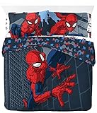 Jay Franco Marvel Spiderman City Streets - Biancheria da letto, per letto matrimoniale, con copripiumino da 200 x 200 cm + 2 federe da 50 x 70 cm, in 100% cotone