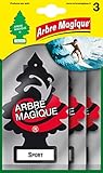 Arbre Magique, Profumatore Auto, Fragranza Sport, Profumazione Intensa e Strutturata, Durata fino a 7 Settimane, Made in Italy, Formato Multipack da 3 Pezzi